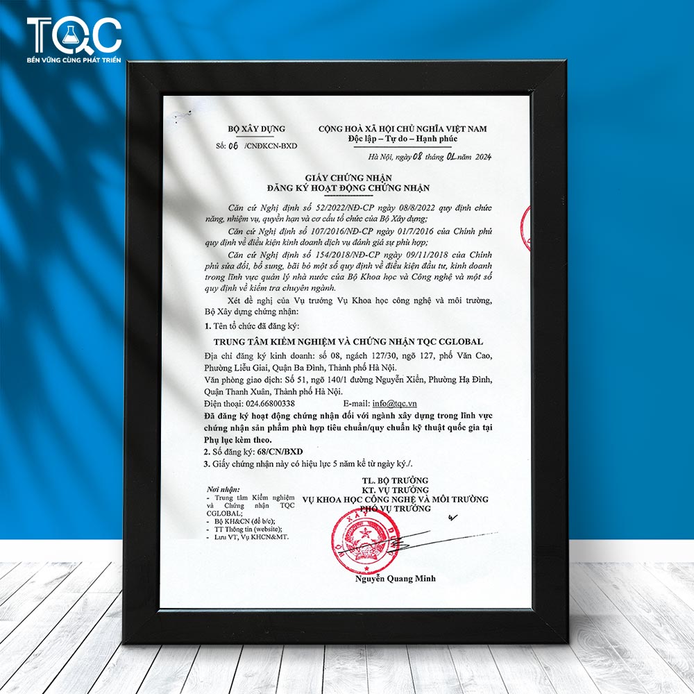 Giấy chứng nhận hợp quy vật liệu xây dựng mới nhất 2024 | TQC CGLOBAL