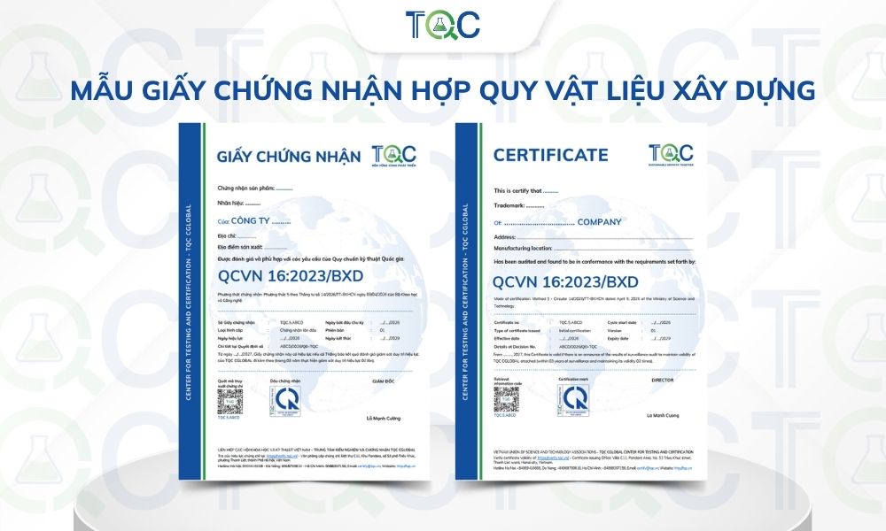 Mẫu giấy chứng nhận hợp quy VLXD