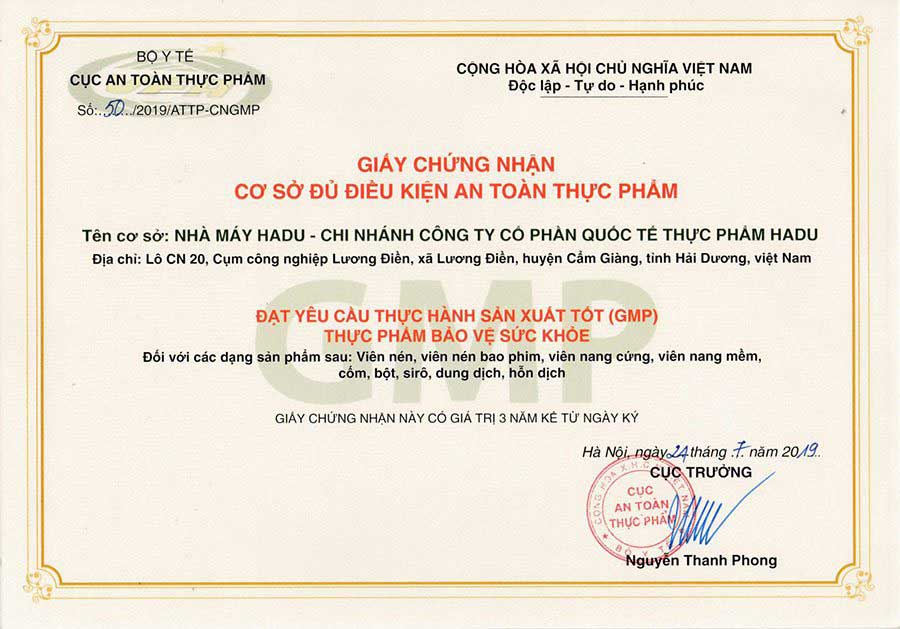 Chứng nhận GMP, GMP thực phẩm chức năng 2022 | TQC