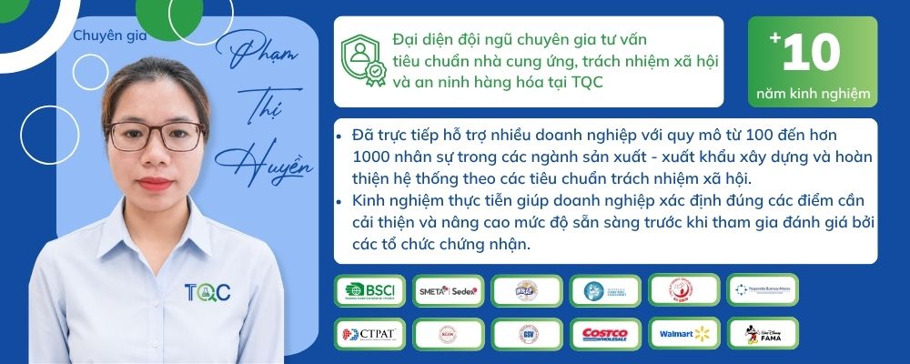 Đội ngũ chuyên gia tư vấn tiêu chuẩn nhà cung ứng tại TQC