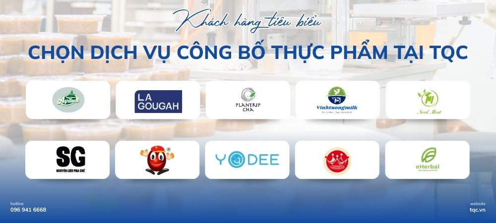 Khách hàng tiêu biểu đã sử dụng dịch vụ công bố thực phẩm tại TQC